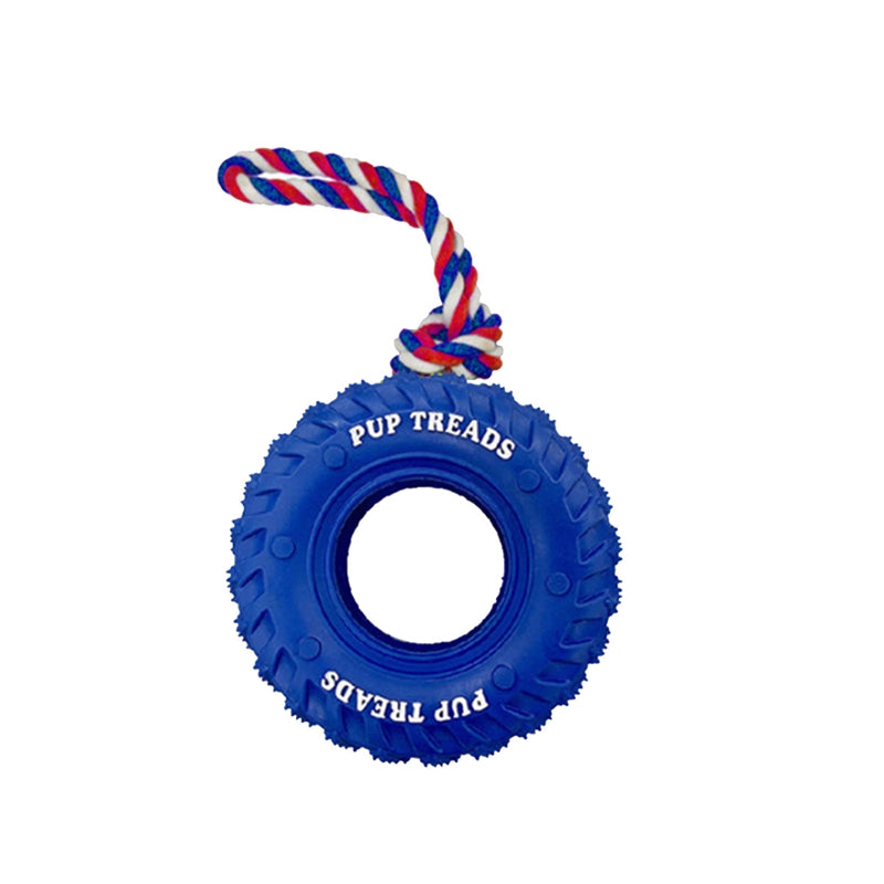 KFX-2291645 Interactive Dog Chew Toy with Rubber Tire and Cotton Rope for Medium to Large Aggressive Chewers