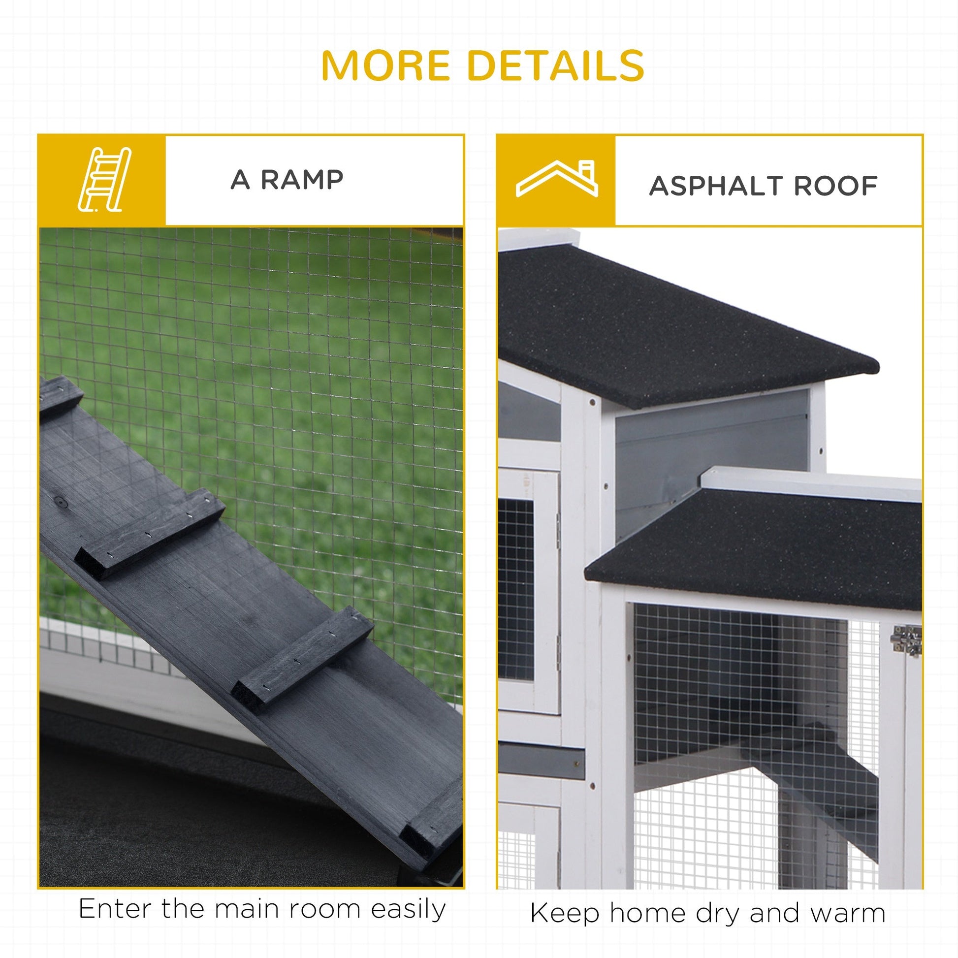 KFX-2292669 2-Tier Wooden Indoor Rabbit Hutch with Ramp and Run Area for Small Animals