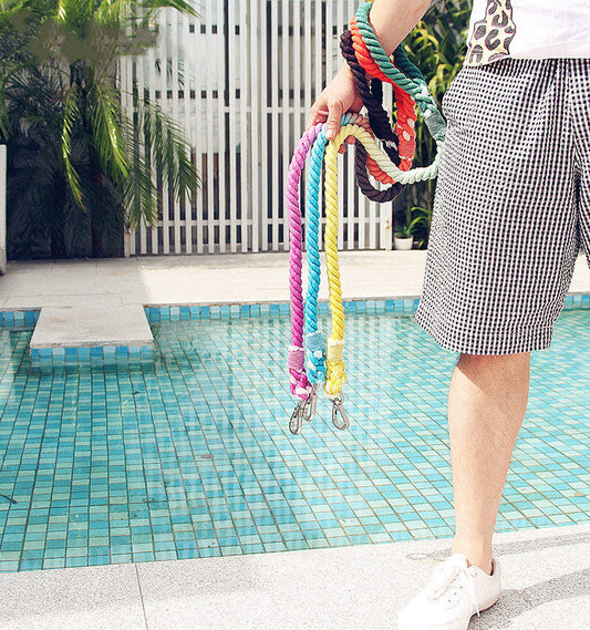 KFX-2292797 Hand-Woven Cotton Dog Walking Leash - 100CM, Colorful Hawaiian Design
