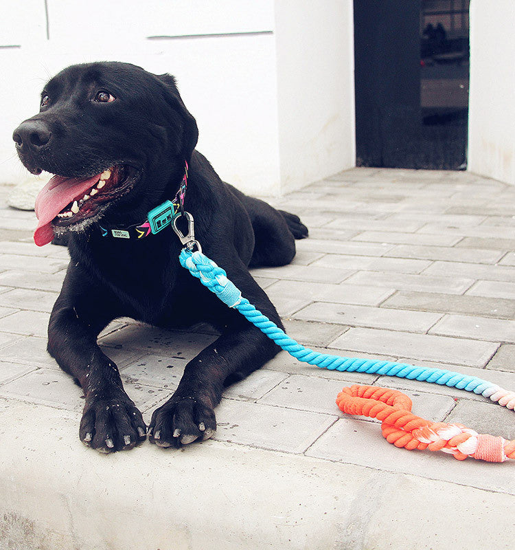 KFX-2292797 Hand-Woven Cotton Dog Walking Leash - 100CM, Colorful Hawaiian Design