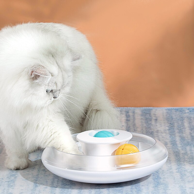 KFX-2293821 Yili Cat Turntable Toy with Catnip - Interactive Dribbling Training Ball, White, ABS, 25x25x8.7cm