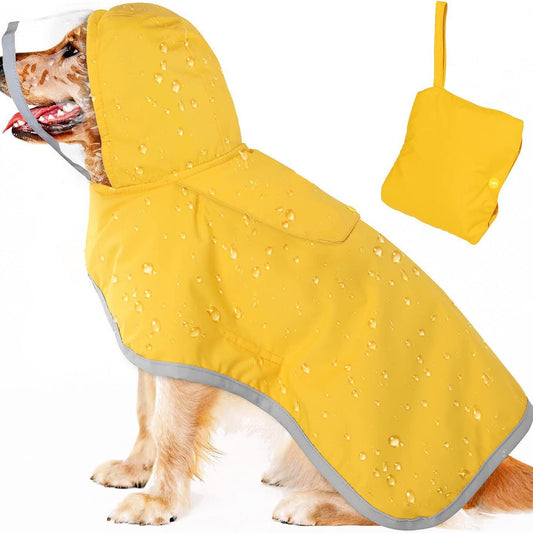 KFX-2296381 Waterproof Breathable Dog Raincoat with Hood and Transparent Cap for Small Dogs