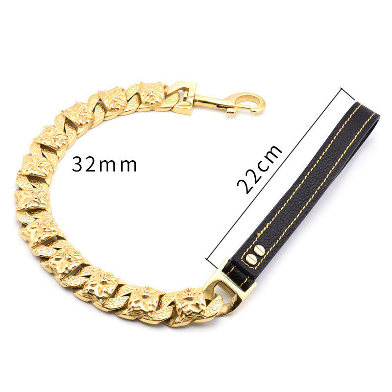 KFX-2296765 Stainless Steel Dog Head Collar - Durable Steel Chain Necklace for Puppies