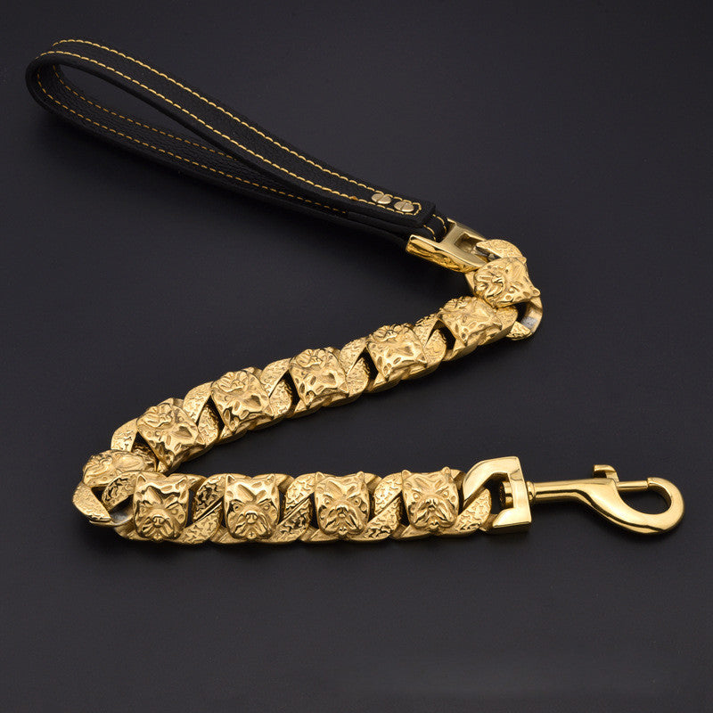 KFX-2296765 Stainless Steel Dog Head Collar - Durable Steel Chain Necklace for Puppies