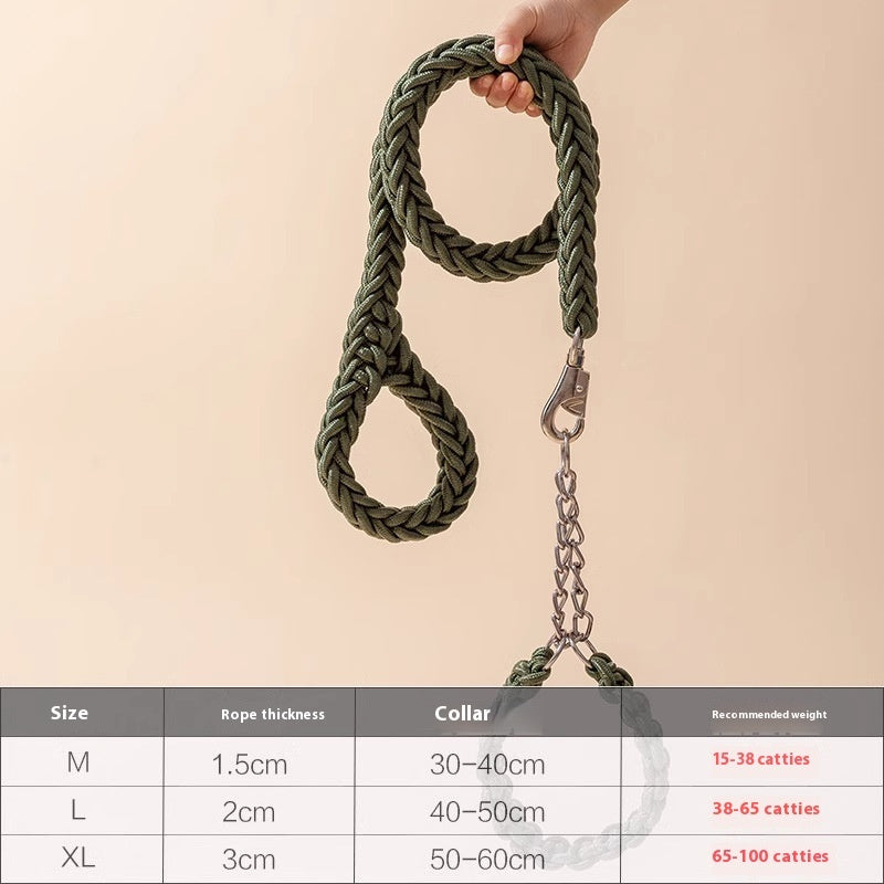 KFX-2298557 Medium and Large Dog Rope Collar P Chain - Nylon with 1.2m and 1.5m Options in Various Colors