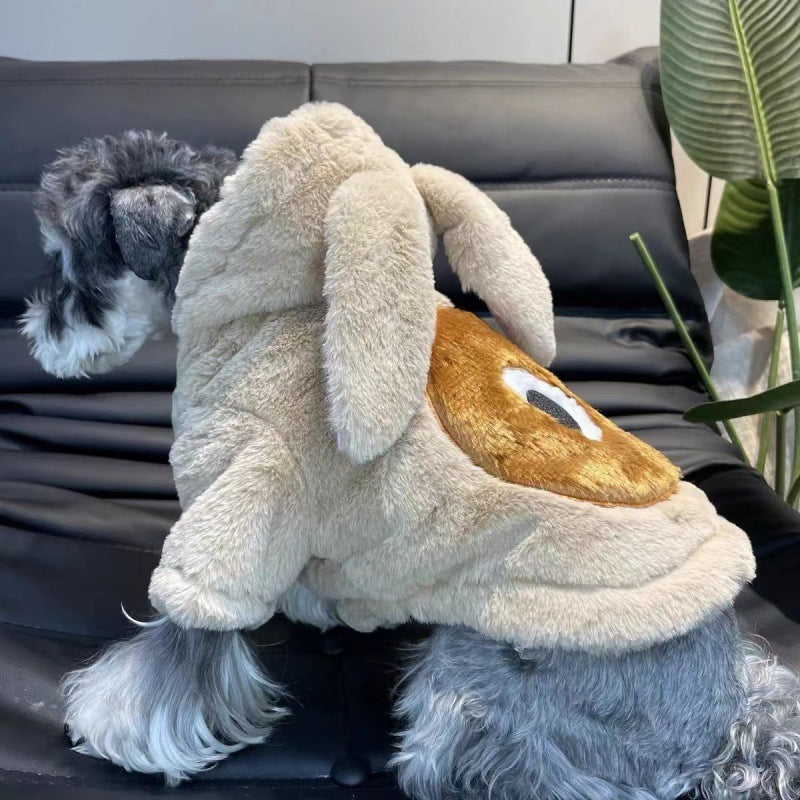 KFX-2299325 Thickened Beige Rabbit Ears Dog Clothes for Spring and Autumn