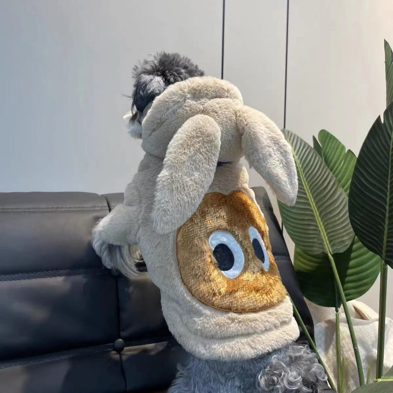 KFX-2299325 Thickened Beige Rabbit Ears Dog Clothes for Spring and Autumn