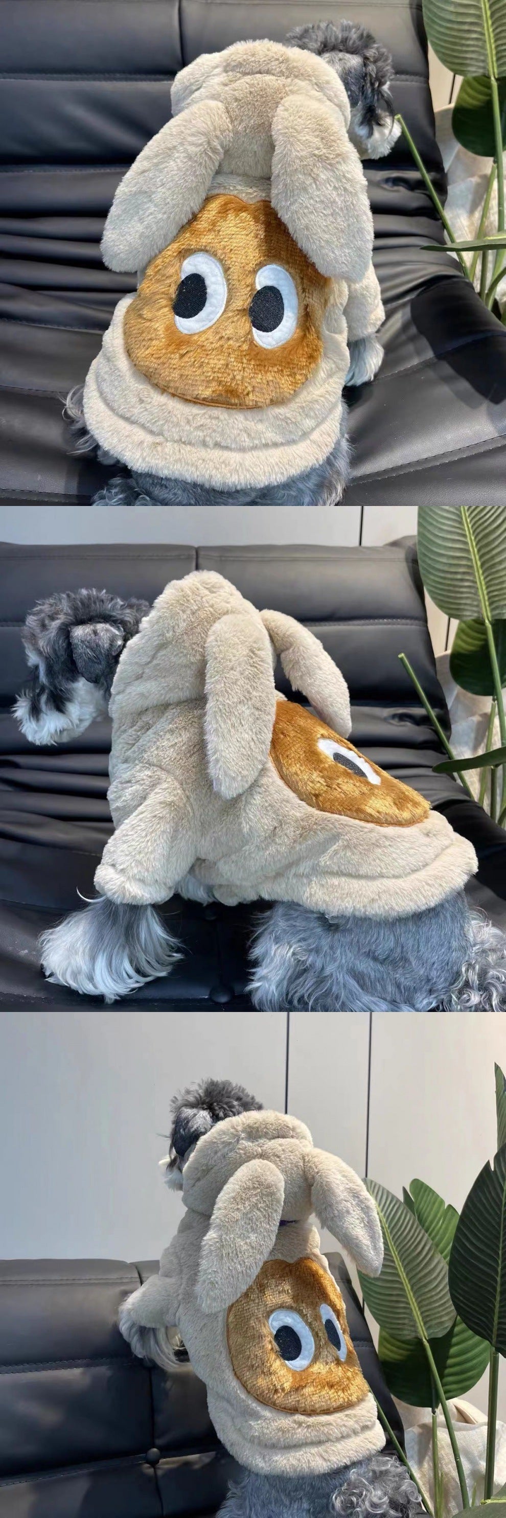 KFX-2299325 Thickened Beige Rabbit Ears Dog Clothes for Spring and Autumn