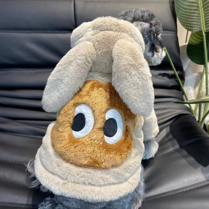 KFX-2299325 Thickened Beige Rabbit Ears Dog Clothes for Spring and Autumn