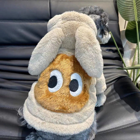 KFX-2299325 Thickened Beige Rabbit Ears Dog Clothes for Spring and Autumn
