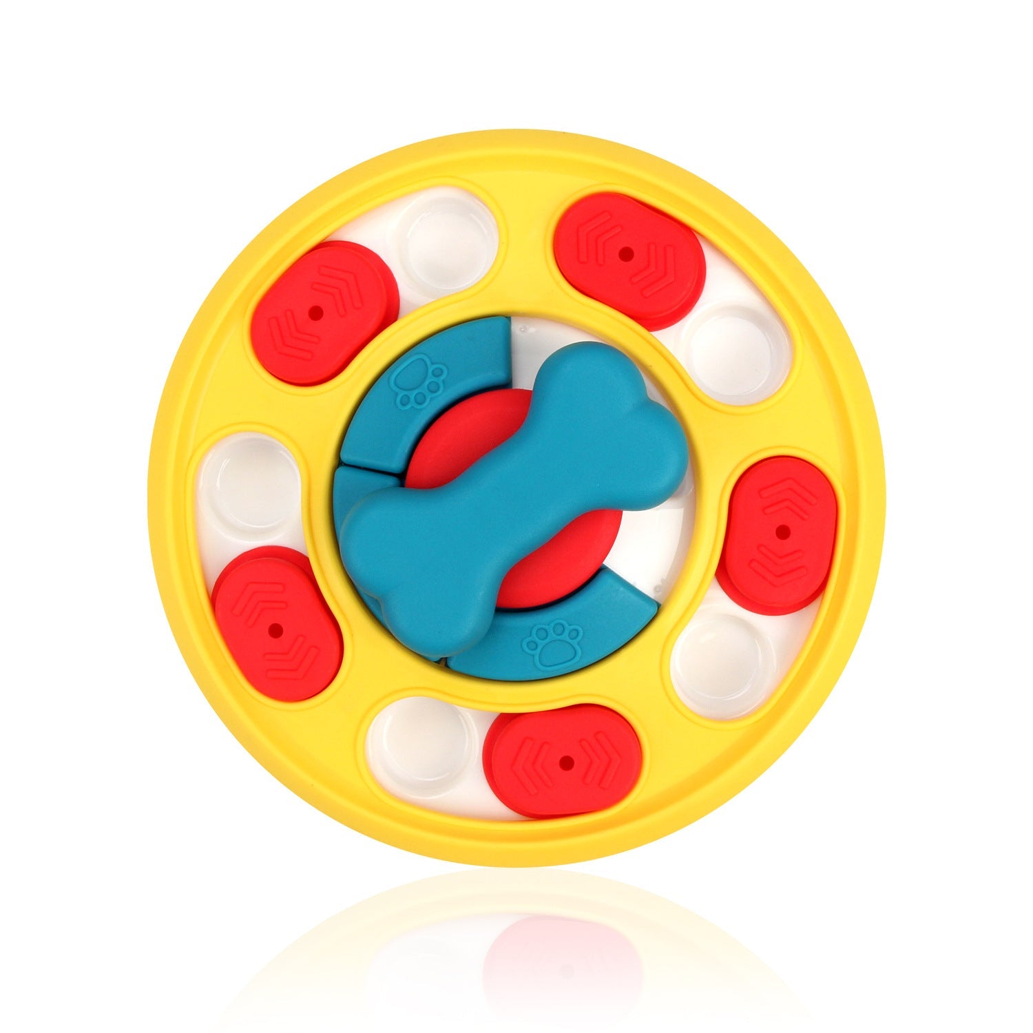 KFX-2299581 Leak-Proof Dog Feeding Puzzle Toy - Yellow, Red, Blue Colors - Plastic, 24x24x4.5cm