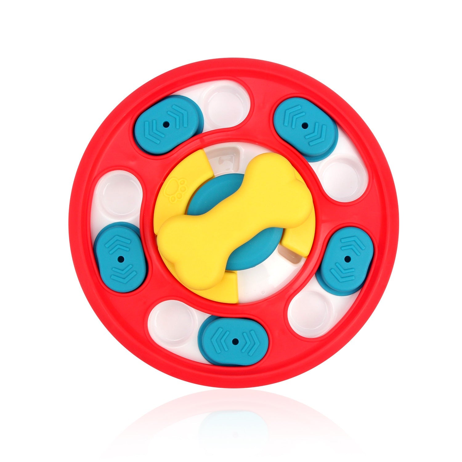 KFX-2299581 Leak-Proof Dog Feeding Puzzle Toy - Yellow, Red, Blue Colors - Plastic, 24x24x4.5cm