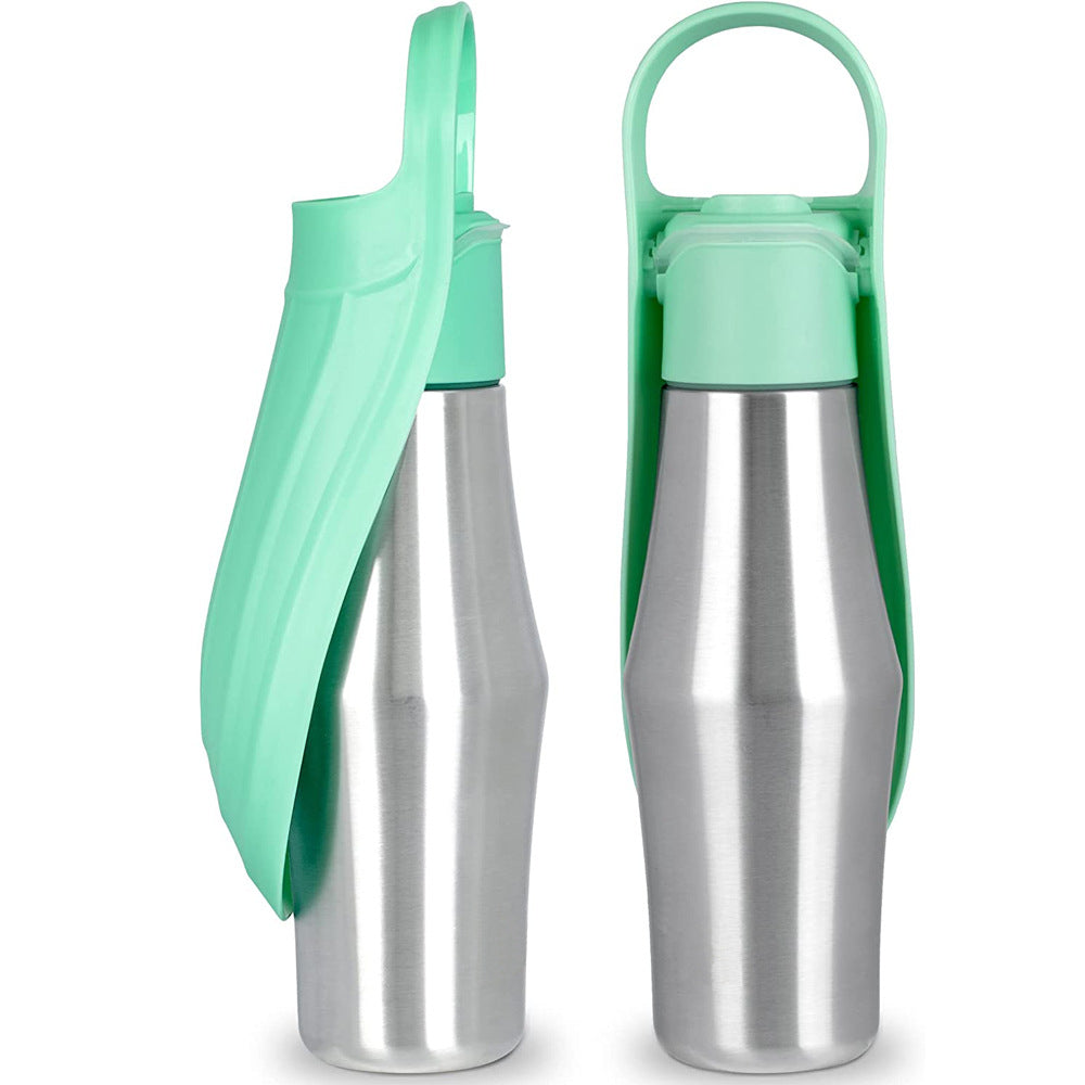 KFX-2300605 Portable Pet Water Bottle with Soft Silicone Leaf Design for Outdoor Travel, 750ml Capacity, Leak Proof and Safe for Dogs