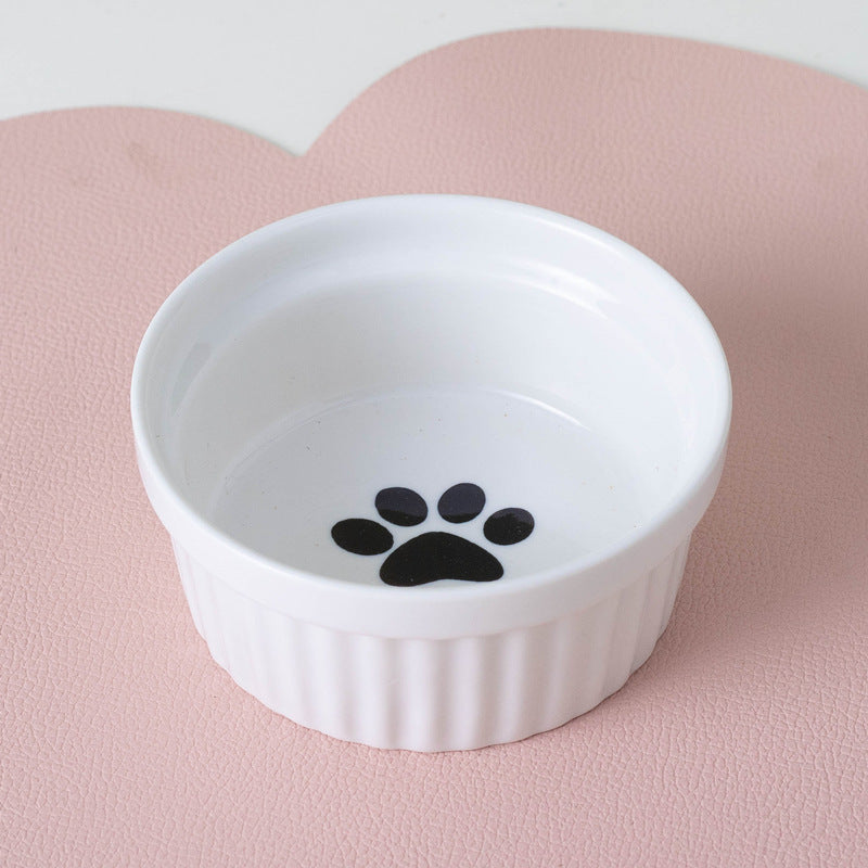 KFX-2300733 Ceramic Double Pet Bowl Set with Rack and Non-Slip Mat - Water and Food Bowl for Cats and Dogs