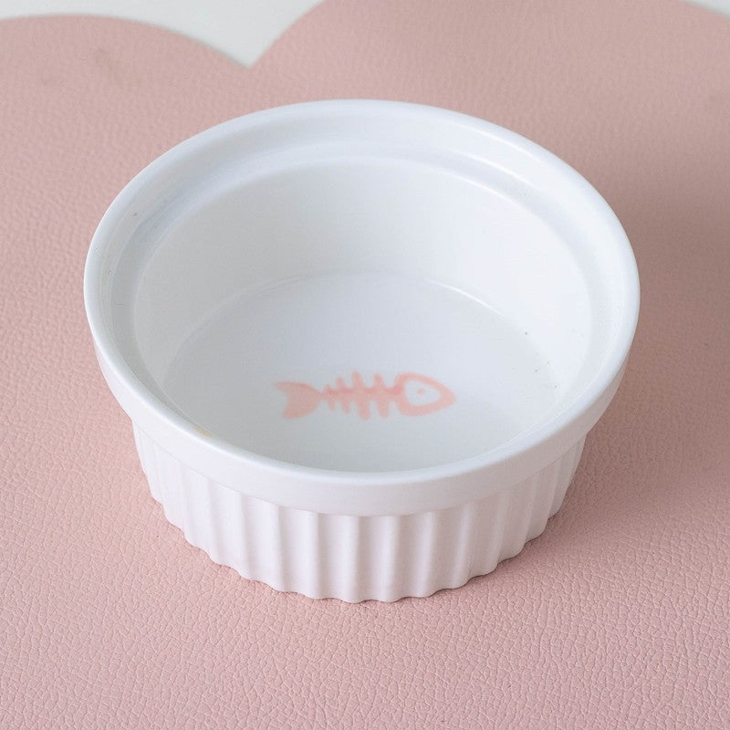 KFX-2300733 Ceramic Double Pet Bowl Set with Rack and Non-Slip Mat - Water and Food Bowl for Cats and Dogs
