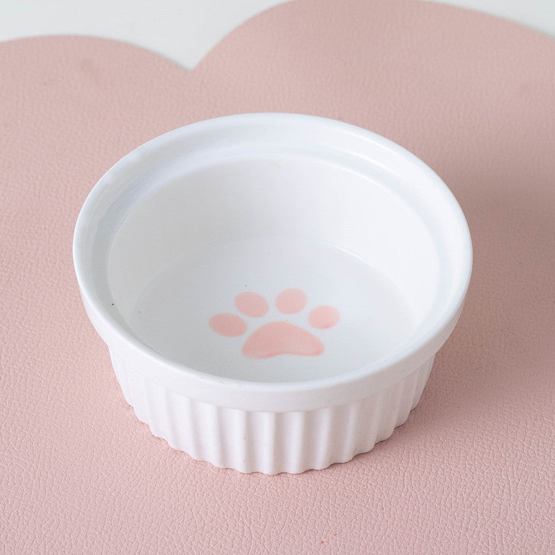 KFX-2300733 Ceramic Double Pet Bowl Set with Rack and Non-Slip Mat - Water and Food Bowl for Cats and Dogs