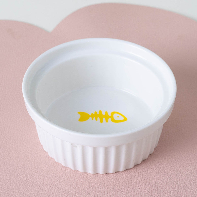 KFX-2300733 Ceramic Double Pet Bowl Set with Rack and Non-Slip Mat - Water and Food Bowl for Cats and Dogs