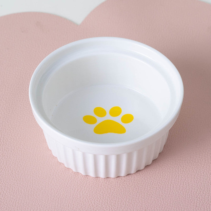 KFX-2300733 Ceramic Double Pet Bowl Set with Rack and Non-Slip Mat - Water and Food Bowl for Cats and Dogs