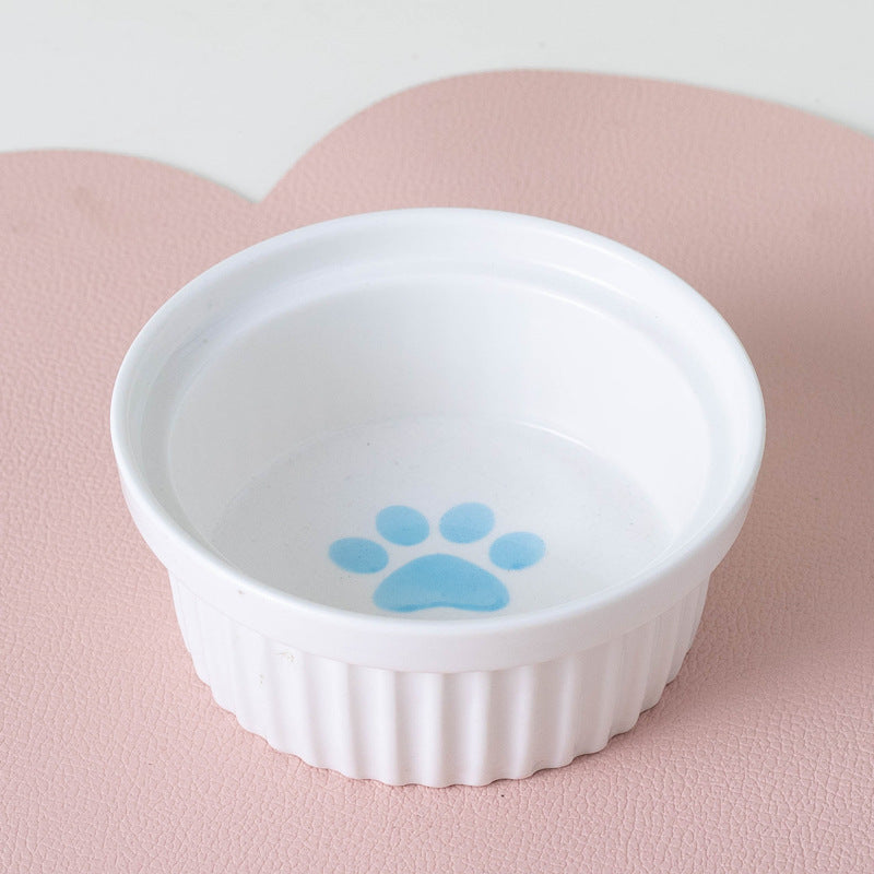 KFX-2300733 Ceramic Double Pet Bowl Set with Rack and Non-Slip Mat - Water and Food Bowl for Cats and Dogs