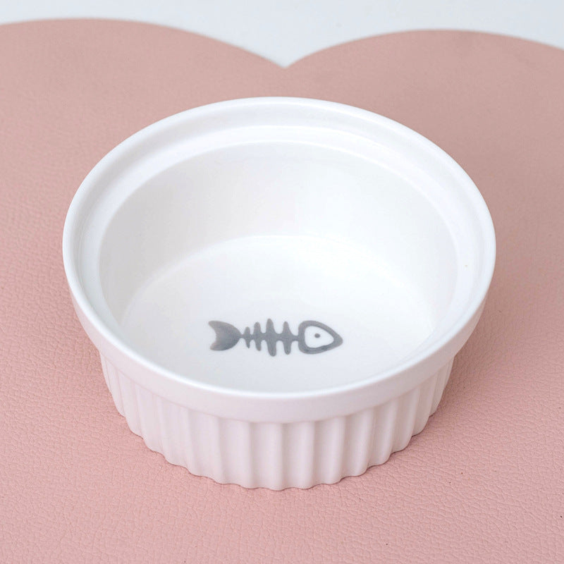KFX-2300733 Ceramic Double Pet Bowl Set with Rack and Non-Slip Mat - Water and Food Bowl for Cats and Dogs