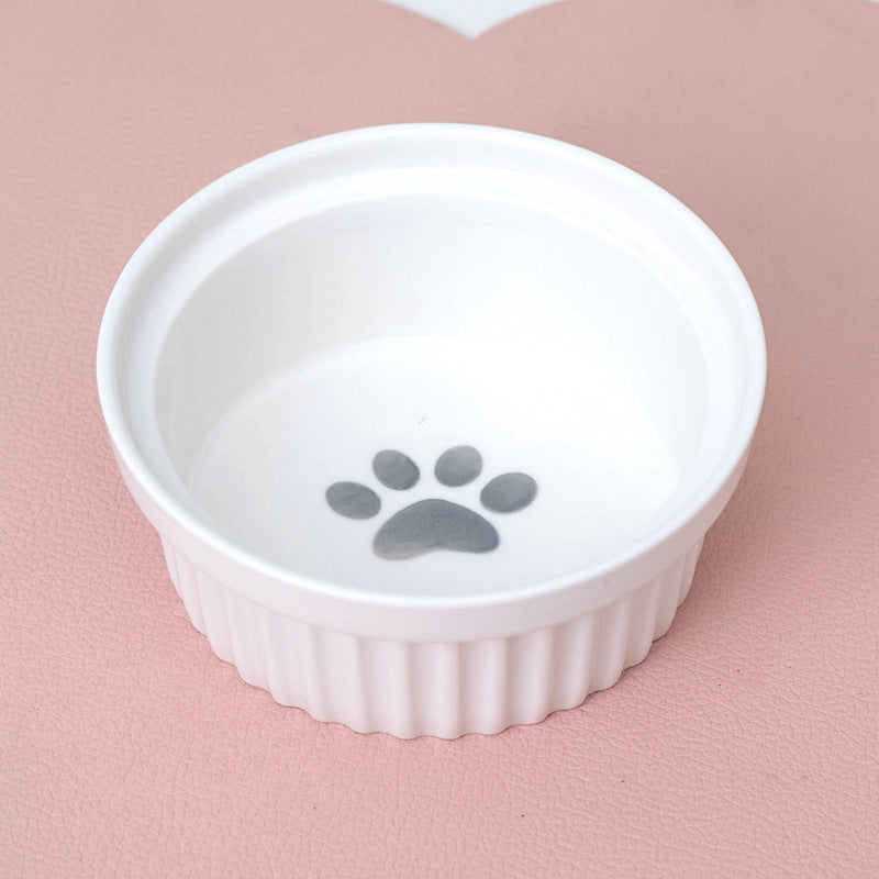 KFX-2300733 Ceramic Double Pet Bowl Set with Rack and Non-Slip Mat - Water and Food Bowl for Cats and Dogs