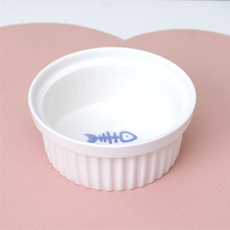 KFX-2300733 Ceramic Double Pet Bowl Set with Rack and Non-Slip Mat - Water and Food Bowl for Cats and Dogs
