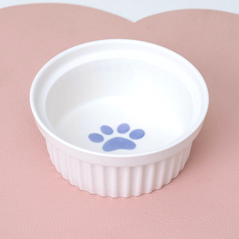KFX-2300733 Ceramic Double Pet Bowl Set with Rack and Non-Slip Mat - Water and Food Bowl for Cats and Dogs