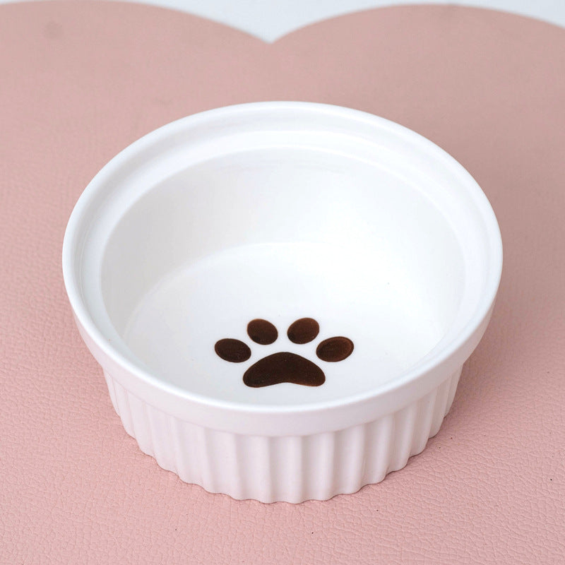 KFX-2300733 Ceramic Double Pet Bowl Set with Rack and Non-Slip Mat - Water and Food Bowl for Cats and Dogs