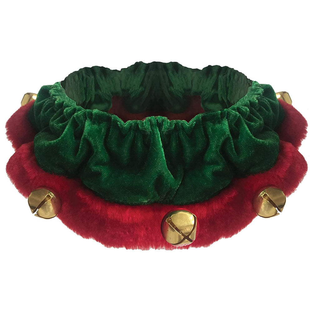 KFX-2302525 Christmas Dog Collar with Bells and Ornaments - Soft Holiday Neckwear for Small to Large Dogs