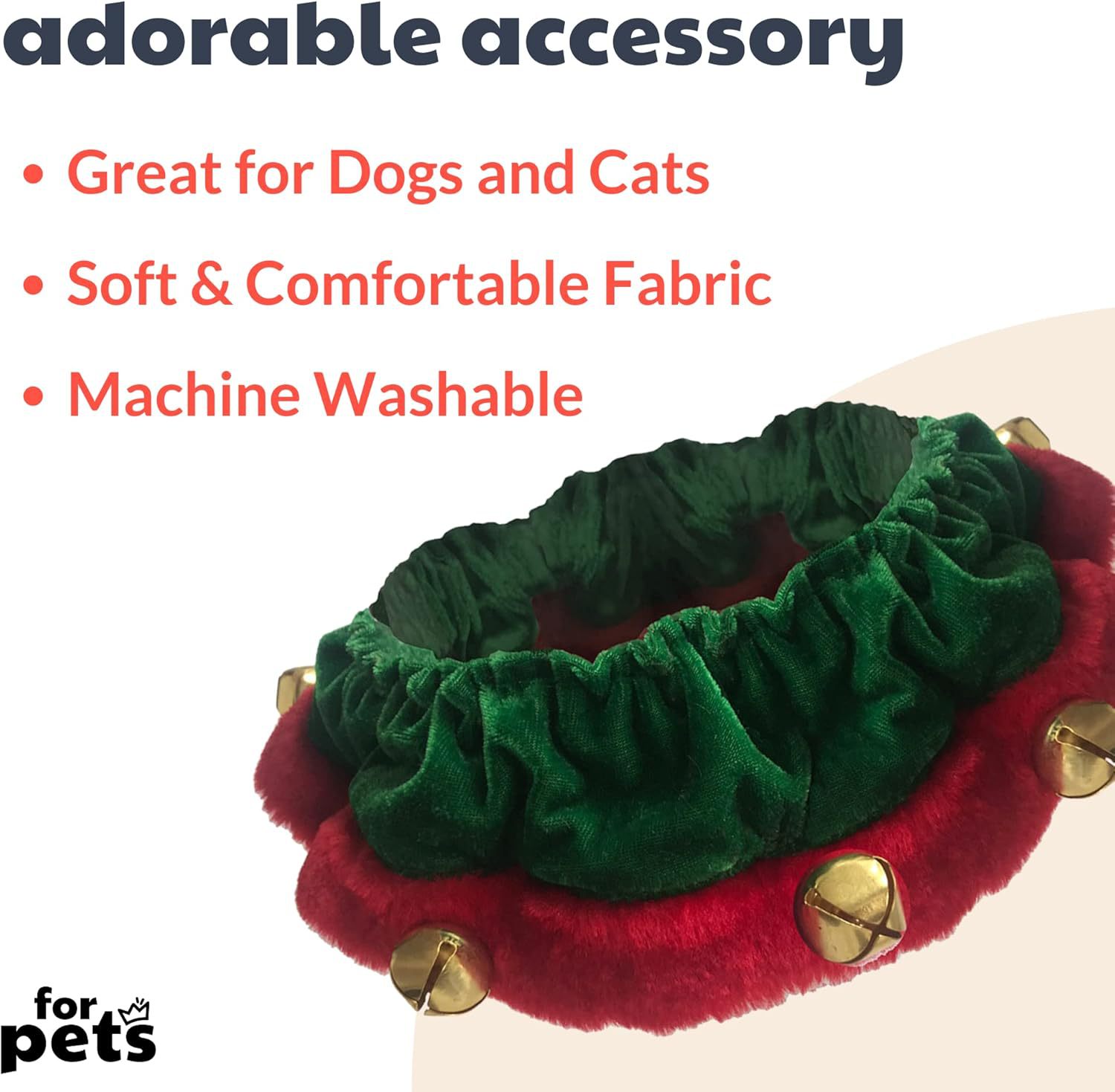 KFX-2302525 Christmas Dog Collar with Bells and Ornaments - Soft Holiday Neckwear for Small to Large Dogs