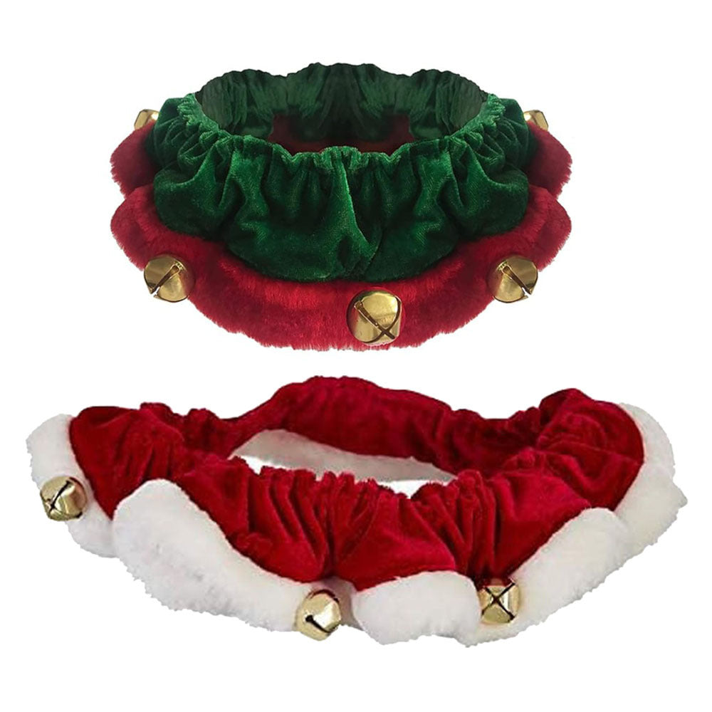 KFX-2302525 Christmas Dog Collar with Bells and Ornaments - Soft Holiday Neckwear for Small to Large Dogs