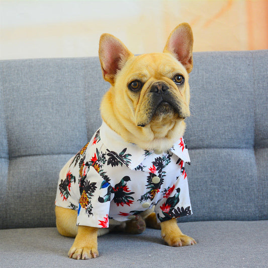 KFX-2302909 Lightweight Spring and Summer Pet Shirt - Coconut Tree and Pineapple Prints, Universal Sizes S-3XL