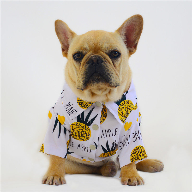 KFX-2302909 Lightweight Spring and Summer Pet Shirt - Coconut Tree and Pineapple Prints, Universal Sizes S-3XL