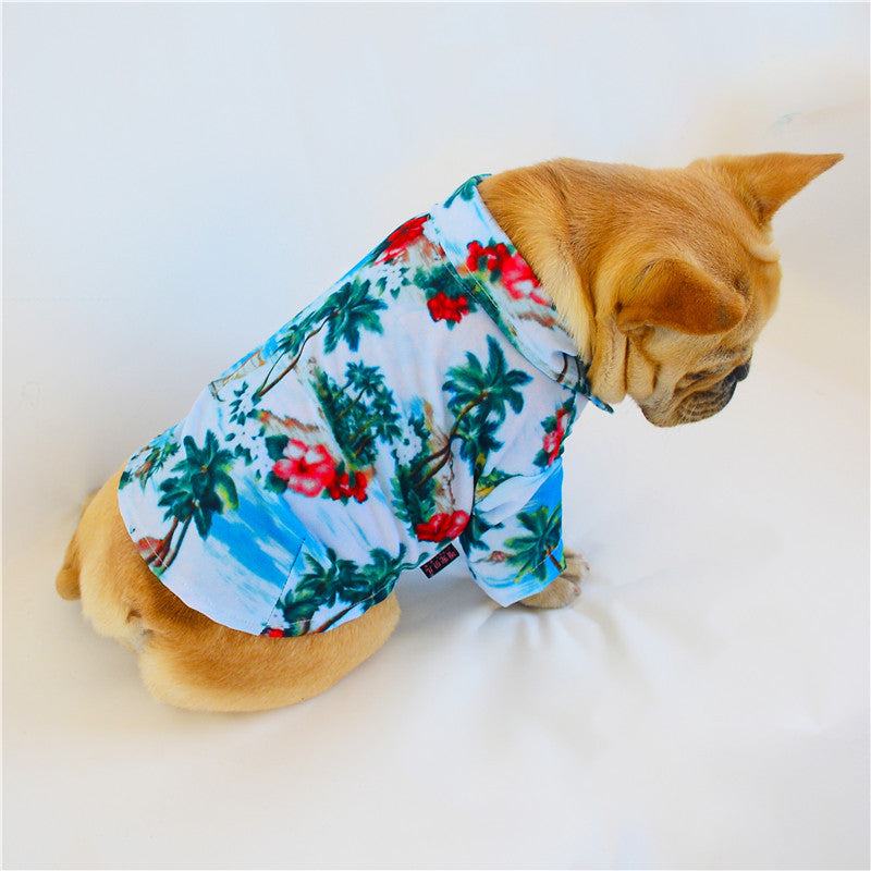 KFX-2302909 Lightweight Spring and Summer Pet Shirt - Coconut Tree and Pineapple Prints, Universal Sizes S-3XL