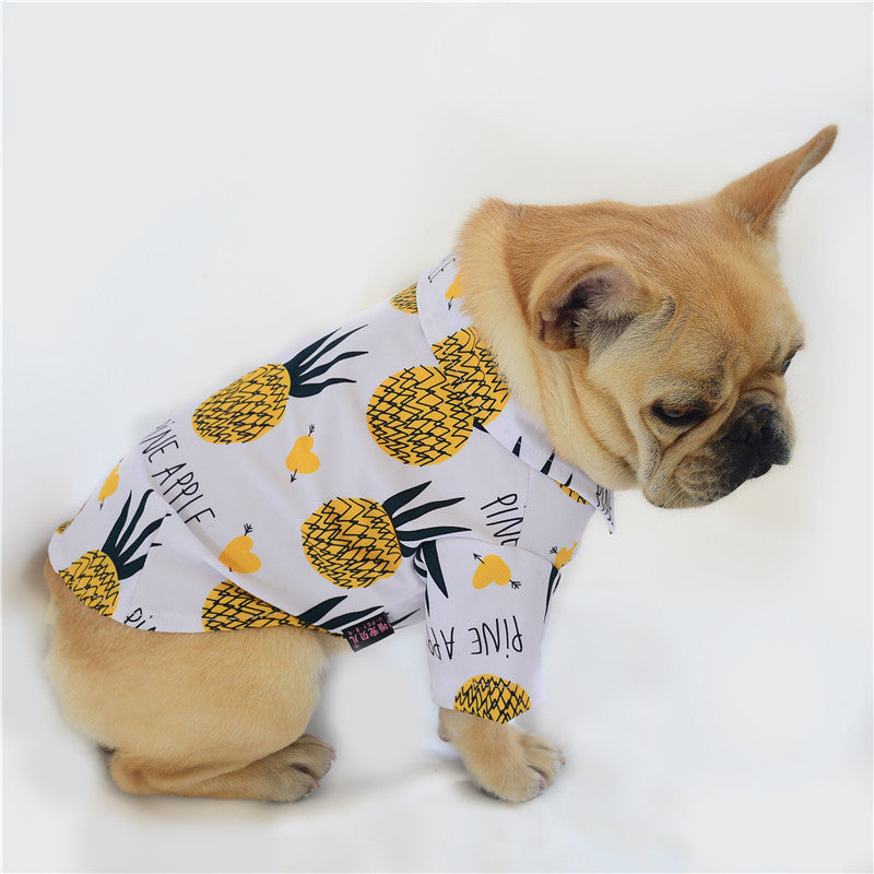 KFX-2302909 Lightweight Spring and Summer Pet Shirt - Coconut Tree and Pineapple Prints, Universal Sizes S-3XL
