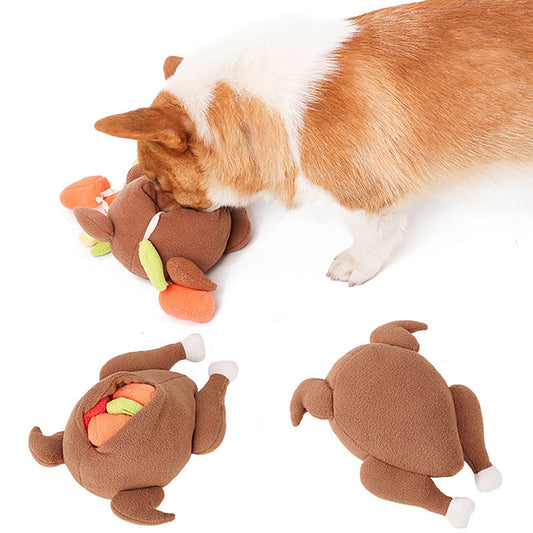 KFX-2304189 Interactive Plush Snuff Toy for Dogs - Turkey Vegetable Design, 20 x 24 x 12.5 cm