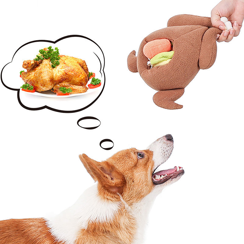 KFX-2304189 Interactive Plush Snuff Toy for Dogs - Turkey Vegetable Design, 20 x 24 x 12.5 cm