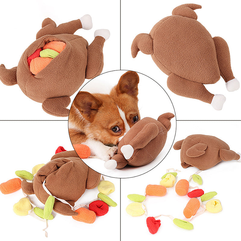 KFX-2304189 Interactive Plush Snuff Toy for Dogs - Turkey Vegetable Design, 20 x 24 x 12.5 cm