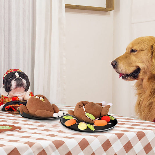 KFX-2304189 Interactive Plush Snuff Toy for Dogs - Turkey Vegetable Design, 20 x 24 x 12.5 cm