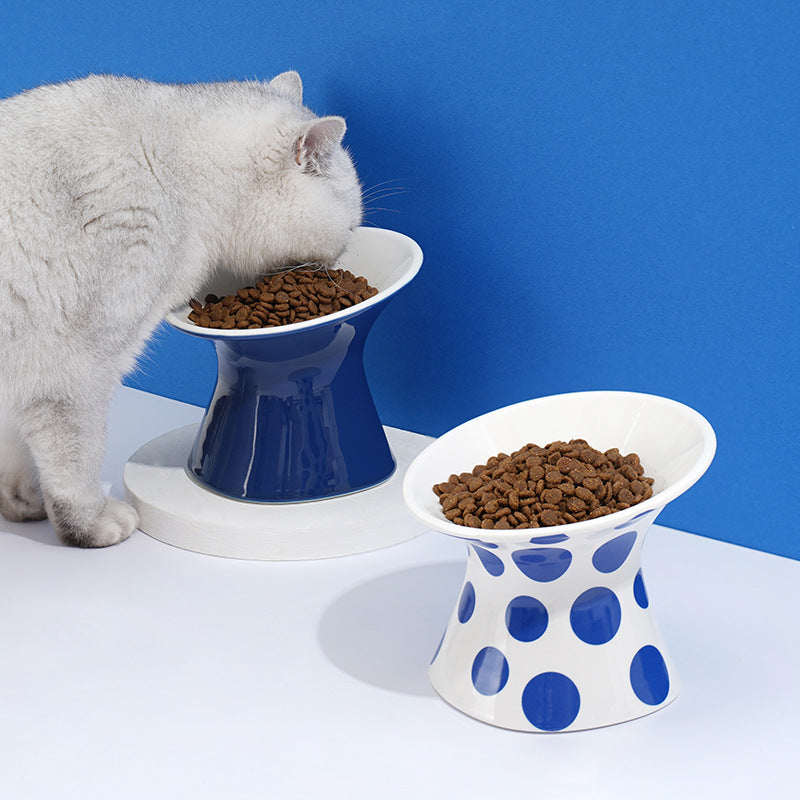 KFX-2304701 Ceramic Cat Water Bowl with High Foot Design - Small and Large Sizes Available