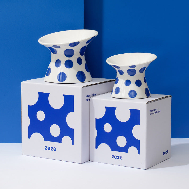KFX-2304701 Ceramic Cat Water Bowl with High Foot Design - Small and Large Sizes Available