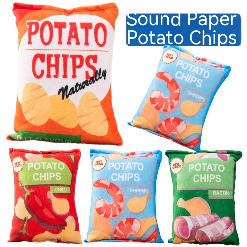 KFX-2305341 Vibrant Plush Potato Chip Sound Toy for Pets - Fun Polyester Interactive Toy