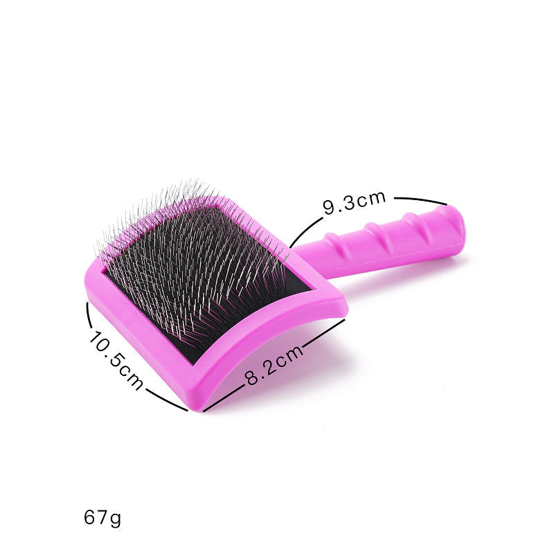 KFX-2306109 Dog Knot Comb - Plastic Stainless Steel Needle Grooming Tool in Pink, Red, Black, and Brown