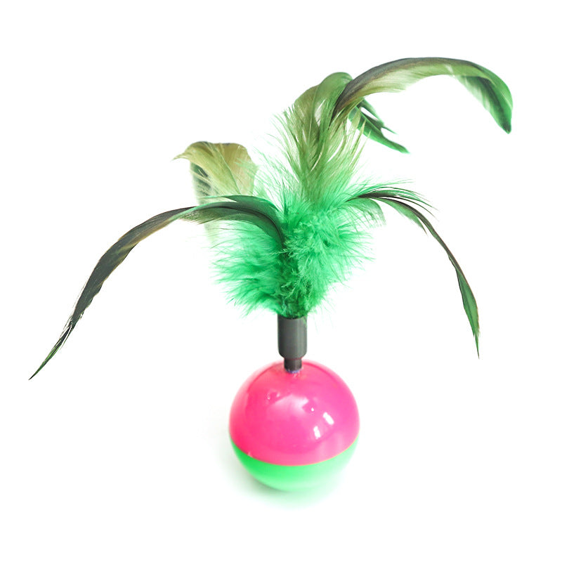 KFX-2311101 Bouncy Suction Cup Spring Ball Cat Toy with Pompom Attachment