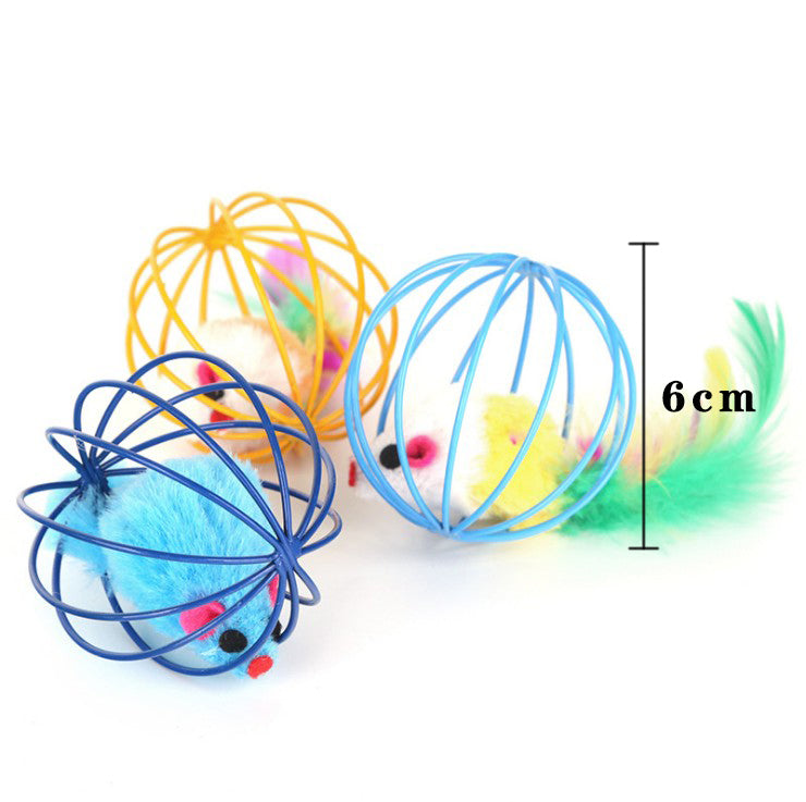 KFX-2311101 Bouncy Suction Cup Spring Ball Cat Toy with Pompom Attachment