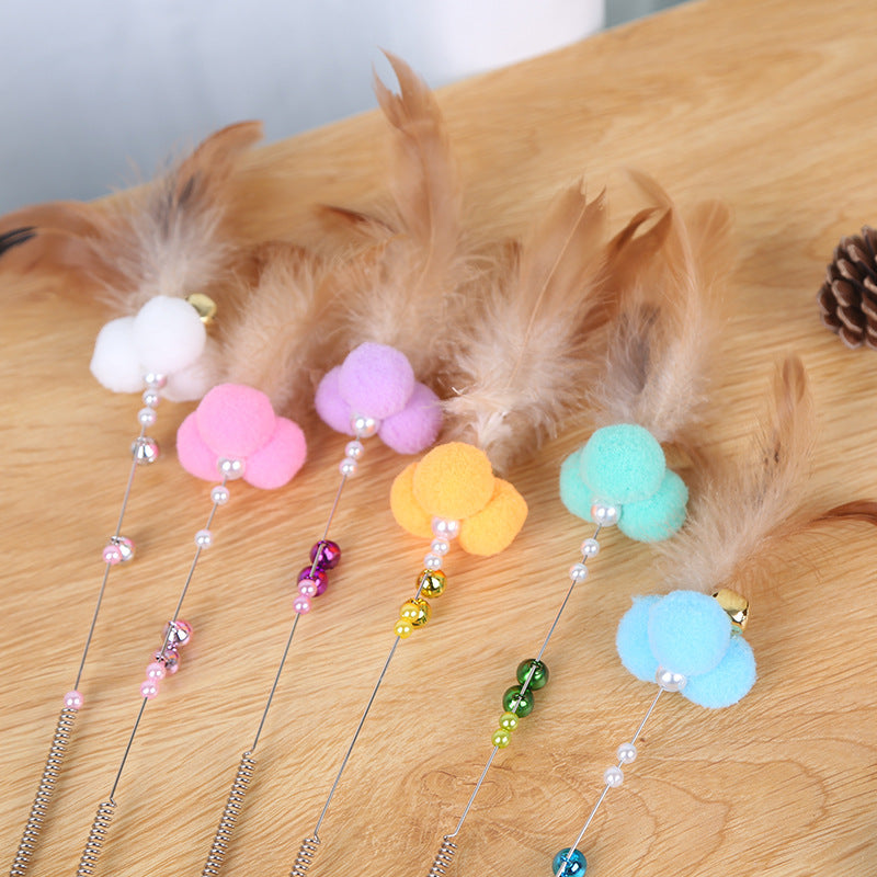 KFX-2311101 Bouncy Suction Cup Spring Ball Cat Toy with Pompom Attachment