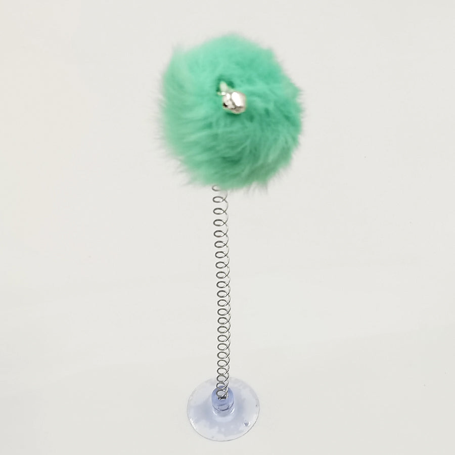KFX-2311101 Bouncy Suction Cup Spring Ball Cat Toy with Pompom Attachment