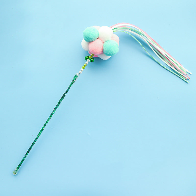 KFX-2311101 Bouncy Suction Cup Spring Ball Cat Toy with Pompom Attachment