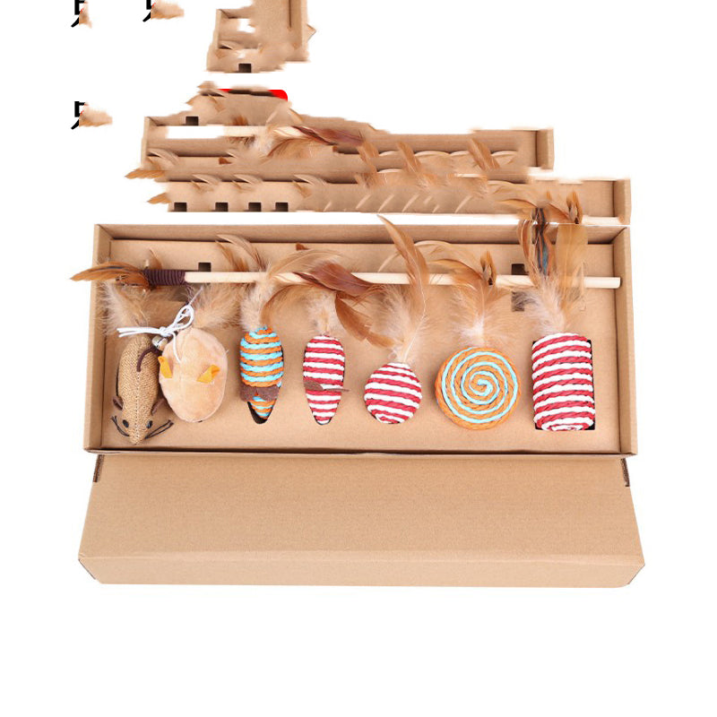 KFX-2311101 Bouncy Suction Cup Spring Ball Cat Toy with Pompom Attachment