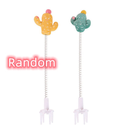 KFX-2311101 Bouncy Suction Cup Spring Ball Cat Toy with Pompom Attachment